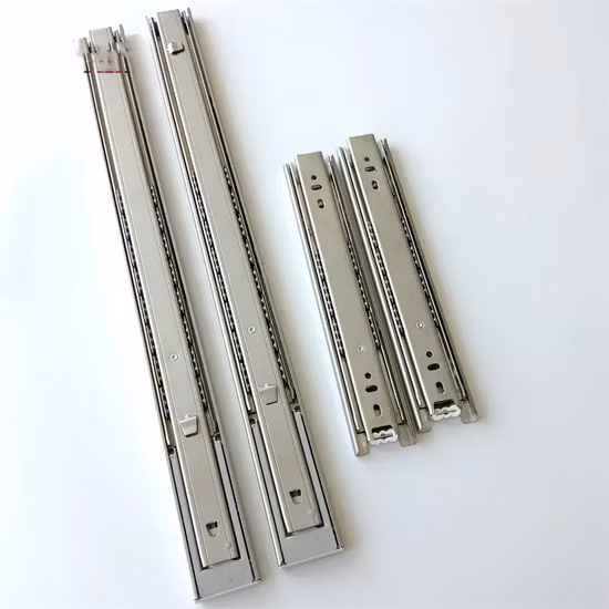 Corrediça telescópica da gaveta do rolamento de esferas do hardware da mobília da extensão completa do impulso de fechamento macio
